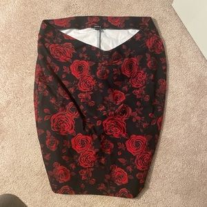 Torrid Red And Black Floral Bengaline Skirt (part of a set)